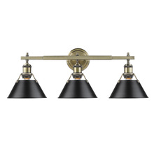  3306-BA3 AB-BLK - Orwell AB 3 Light Bath Vanity in Aged Brass with Matte Black shades